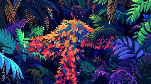 Capture the essence of Birds-eye View Fashion Trends using pixel art  emphasizing vibrant colors and intricate patterns  with a focus on unique silhouettes and textures