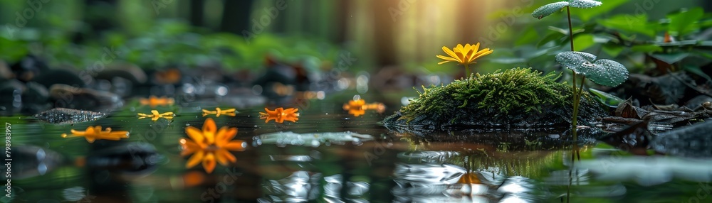Nymphs Glade Water, life s mirror, noon, purity in a forest pool, ultra close clarity, bright reflection, nature s essence Nymphs Glade Water, life s mirror, noon, purity in a forest pool, ultra close clarity, bright reflection, nature s essence