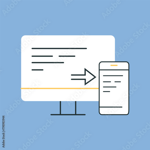 a computer. work. the icon. blue background. programming. write code. code. programmer. working with the code. write a program. The icon is flat.
