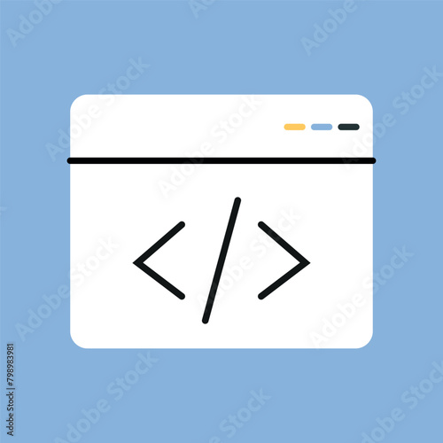 website. page. a computer. work. pin. blue background. programming. write code. code. programmer. we work with the code. we are writing a program. The icon is flat.