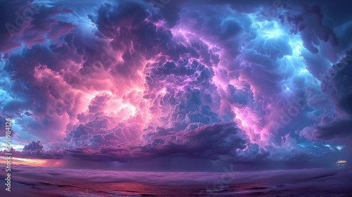 Thunder titan, storm incarnate, twilight, colossus among clouds, encompassing might, evening storm, tempests heart © AlexCaelus