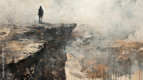 Capture a haunting dystopian scene in oil painting