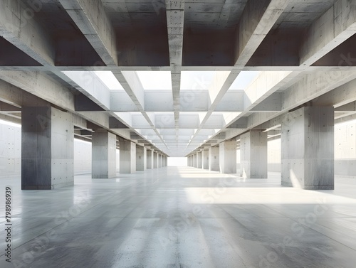 Expansive Parametric Architectural Interior with Pristine Concrete Floors and Minimalist Facade Design
