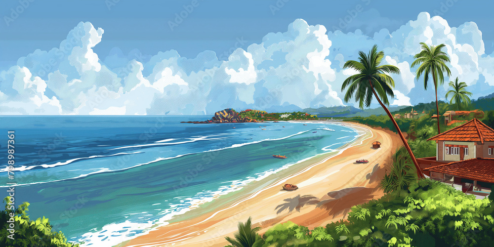 Naklejka premium Goa beach with its typical sights on a sunny day 