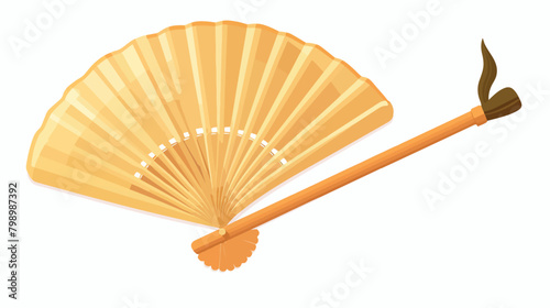 Japanese bamboo non-bending hand fan with wood hand