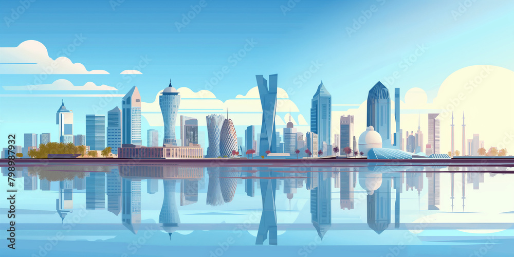 Obraz premium Qatar with its typical sights on a sunny day