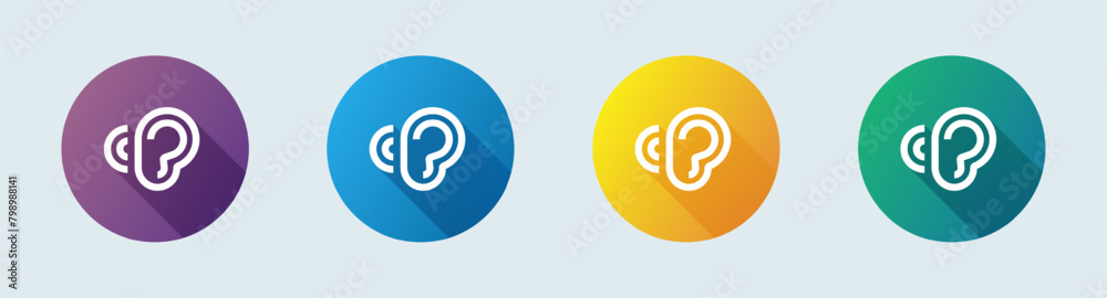 Hearing line icon in flat design style. Noice signs vector illustration. Hearing line icon in flat design style. Noice signs vector illustration.