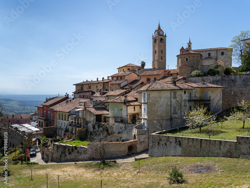 Amazing view of the village of Monforte d'Alba, one of the Most Beautiful Villages of Italy. Cuneo, Italy