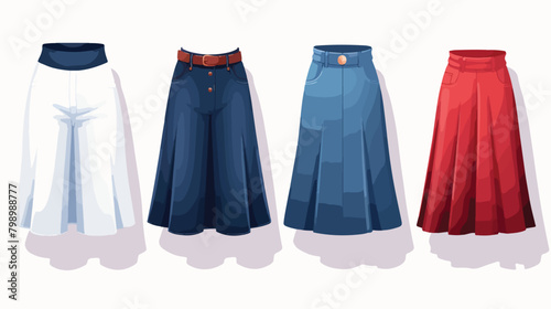 Jeans midi skirt with slit pockets. Modern women ga photo