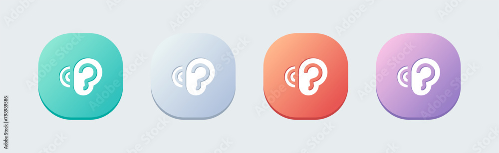 Hearing solid icon in flat design style. Noice signs vector illustration. Hearing solid icon in flat design style. Noice signs vector illustration.