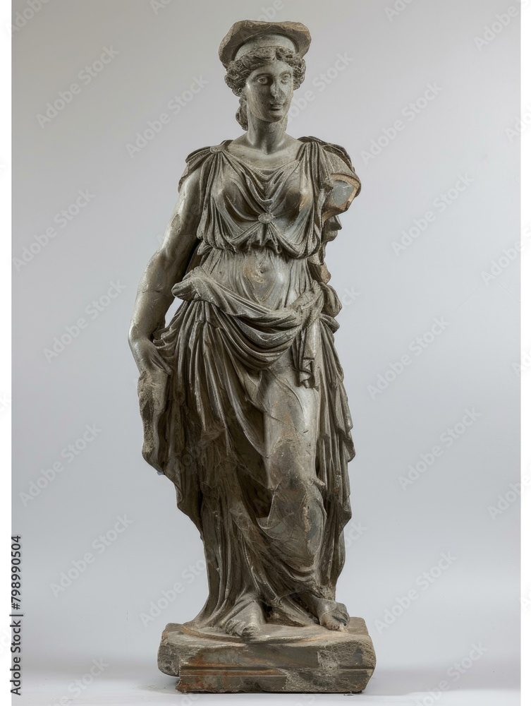 Antique statue of a draped female figure in classical style