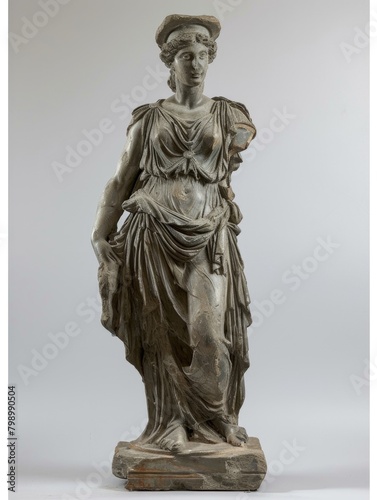 Antique statue of a draped female figure in classical style