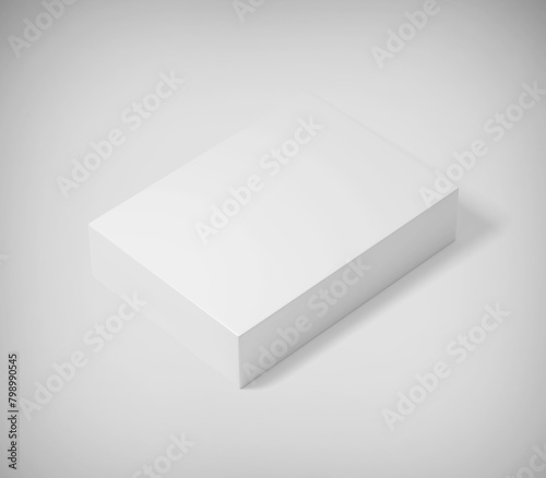White Box, Blank Puzzle game Mockup with Box, Clear Jigsaw pieces, big board tempelate, puzzle packaging 3D Rendered Isolated on a light background © Pixelica21