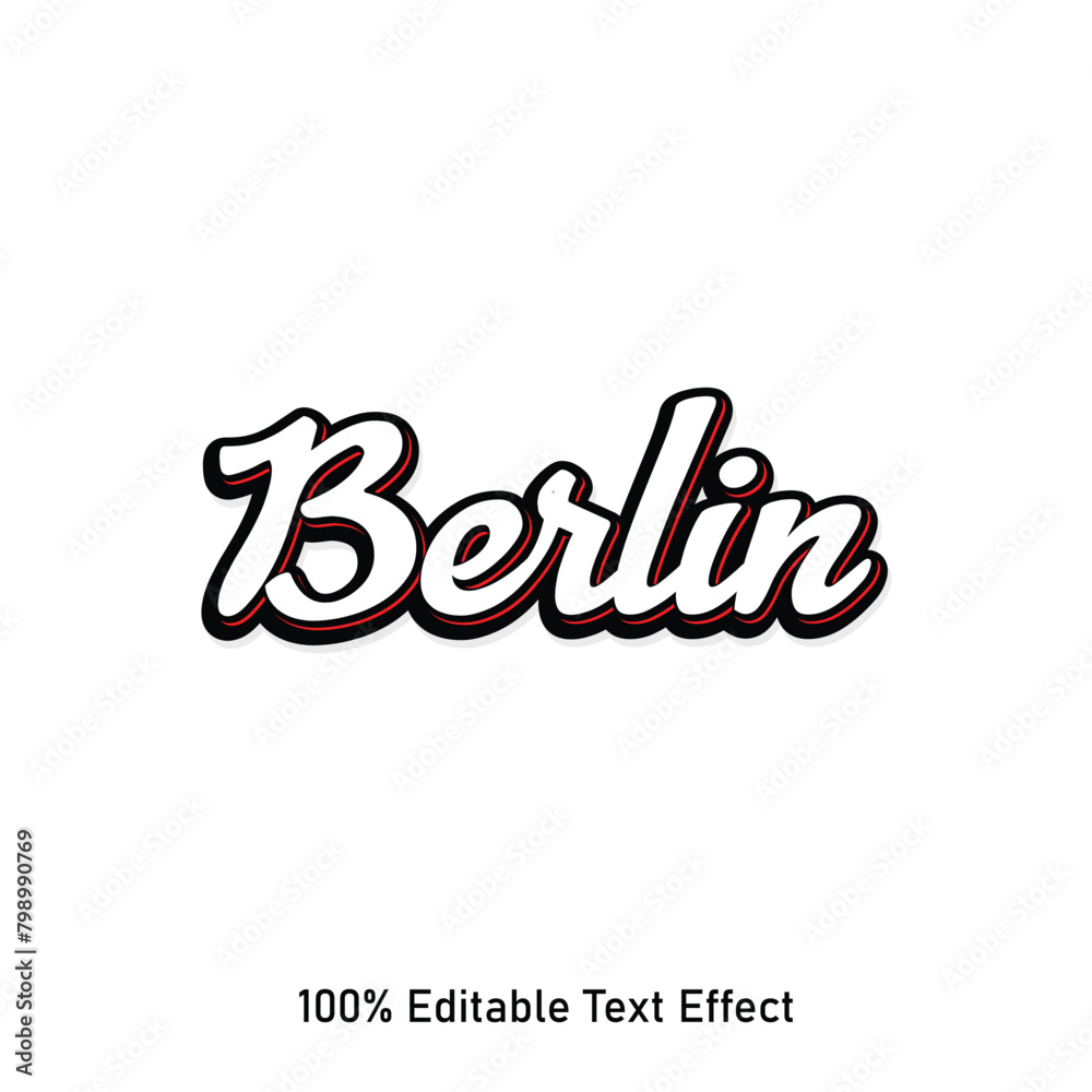 Berlin text effect vector. Editable college t-shirt design printable text effect vector