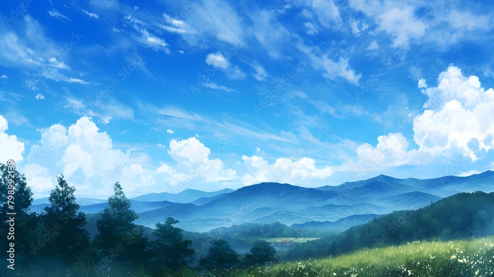 Stunning Misty Mountain Landscape with Lush Forest Valley and Dramatic Sky