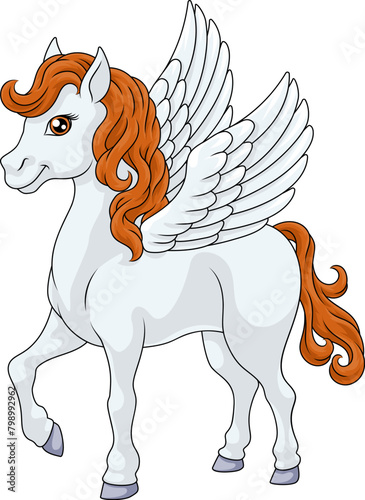 A Pegasus horse with wings ...
