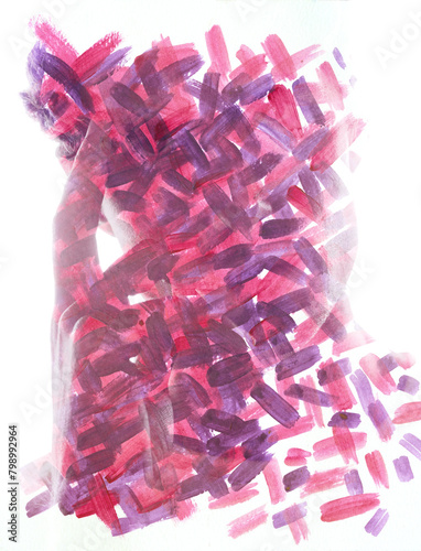 A colorful abstract paintography portrait silhouette of a man