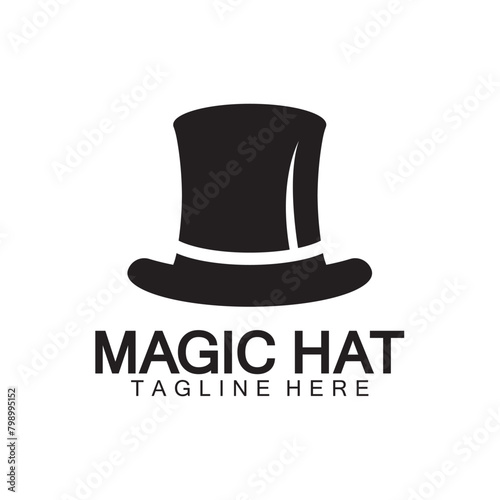 Magic hat logo, Black Magician hat icon vector template