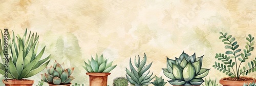 A watercolor collection of succulents, perfect for botanical art and home gardening inspiration.