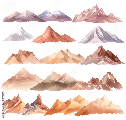 A series of mountains in various shades of brown and gray