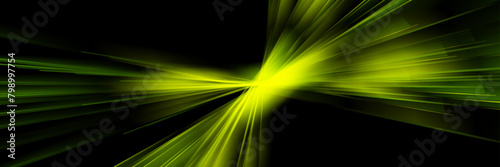 Vibrant green abstract shiny rays modern tech background. Future concept vector art banner design