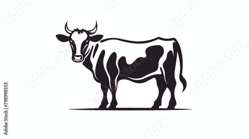 Logotype with silhouette of cow. Logo with domestic