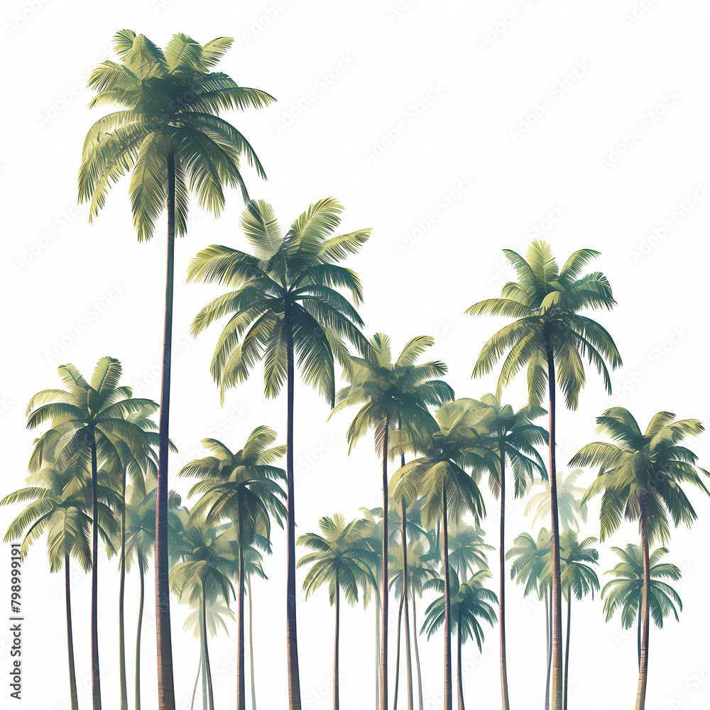 A tropical escape featuring a vibrant beach scene with swaying palm trees against the horizon. Perfect for travel, vacation, and relaxation content.