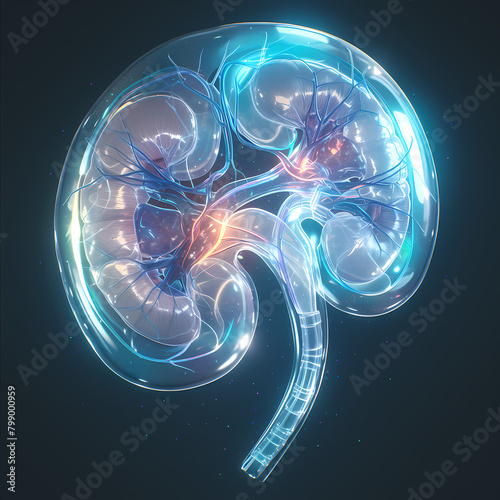 High-Resolution 3D Kidney Model: Detailed Anatomy for Medical Education or Publication Use photo