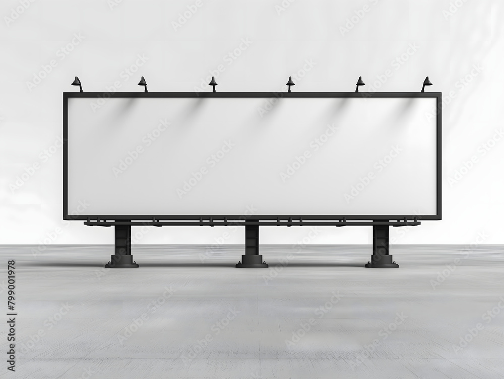 Obraz premium billboard mockup with white isolated background. Billboard mockup image, large clean white surface, empty large advertising space, Bigboard
