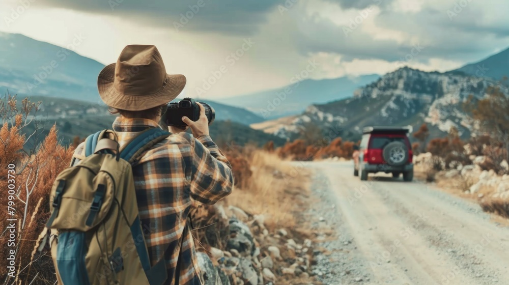 Travel bloggers capturing content while on a cross-country road trip. Travel bloggers capturing content while on a cross-country road trip.
