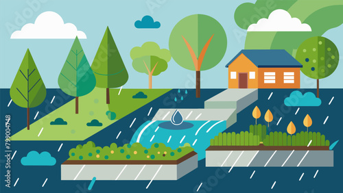 Utilizing rain gardens and permeable surfaces in landscaping to reduce stormwater runoff and save on potential water damage costs.