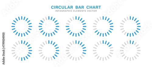 Circle chart, circular percentage progess, loading icon, graph. Flat design. Percentage templates set, infographic elements vector illustration photo