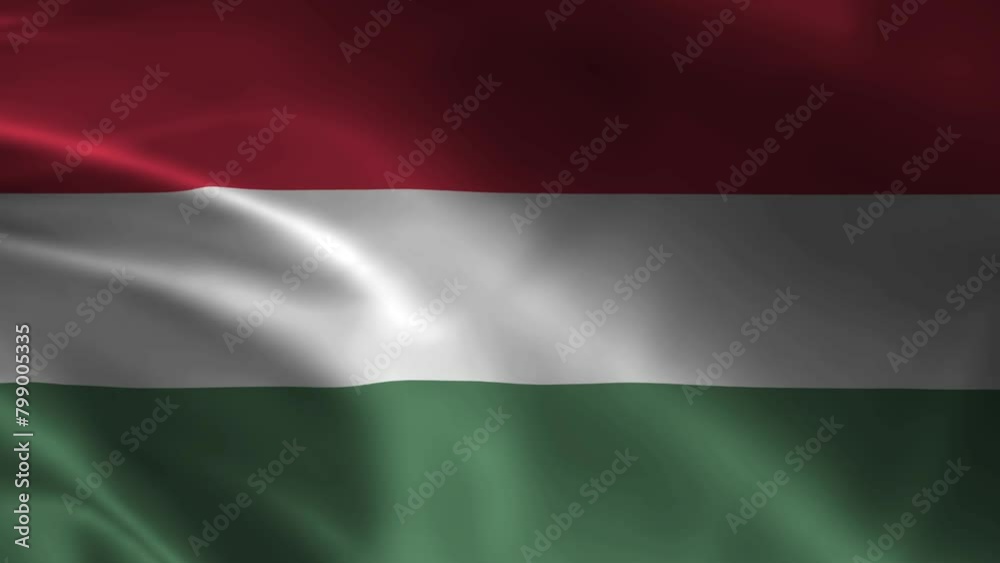 Hungarian flag fluttering in the wind. detailed fabric texture. Seamless looped animation. Hungarian flag fluttering in the wind. detailed fabric texture. Seamless looped animation.