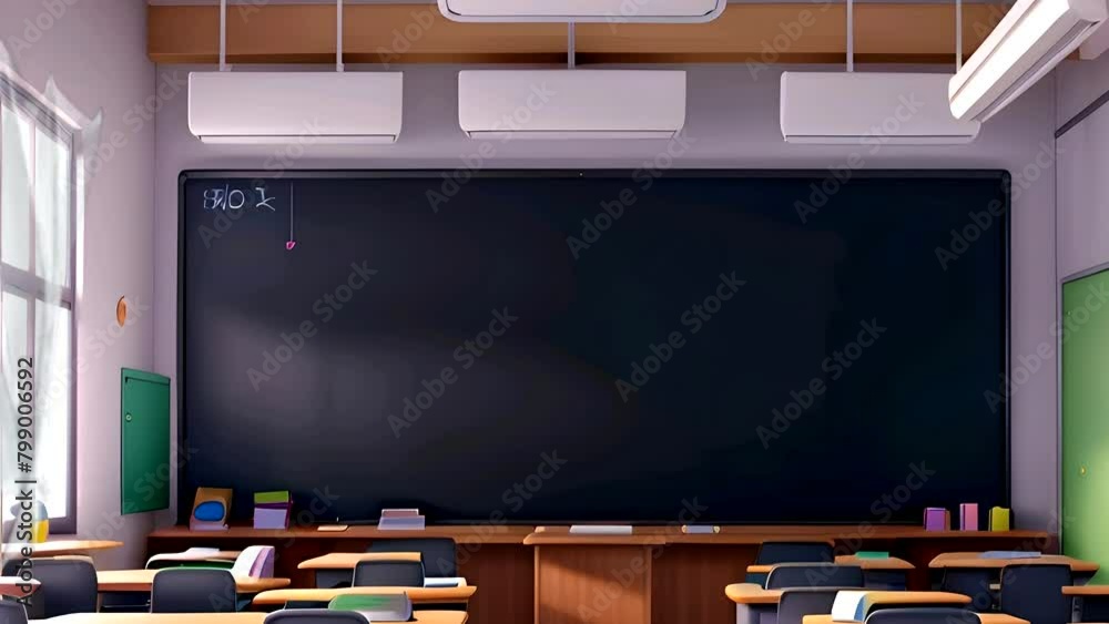 welcome back to school. illustration of an empty classroom