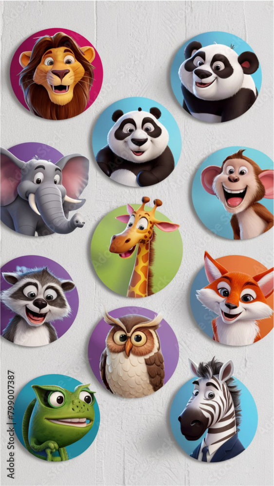 a collection of cartoon animals stickers a collection of cartoon animals stickers