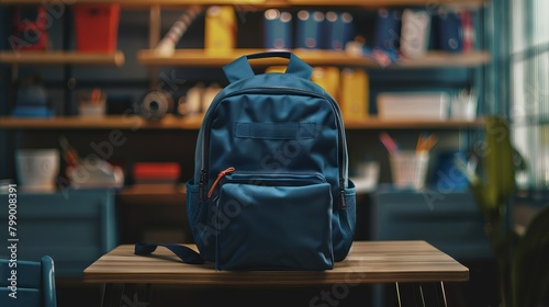 backpack mockup on classroom desk