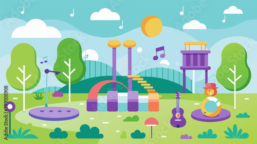 A park with musical instruments that play different tunes and melodies depending on how the children imagine the music..