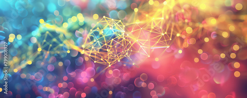 Colorful network connections with a bokeh background
