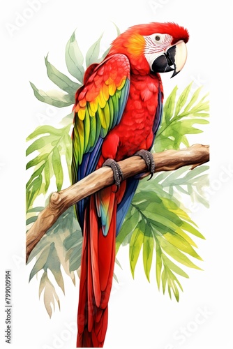 bird, parrot. cartoon drawing, water color style,