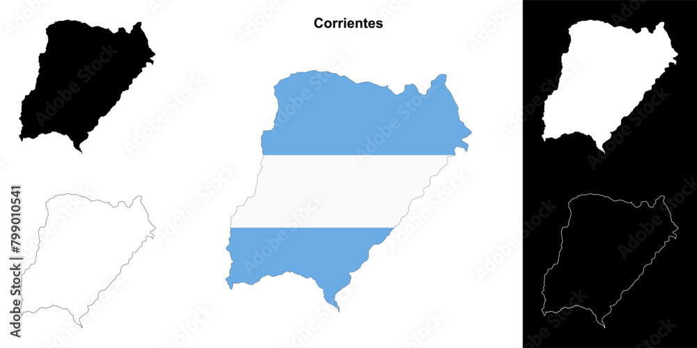 Fototapeta premium Corrientes province outline map set