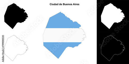 Ciudad de Buenos Aires province outline map set
