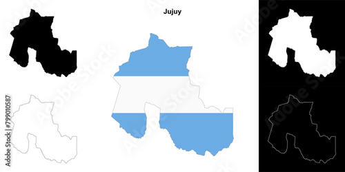 Jujuy province outline map set