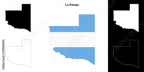 La Pampa province outline map set
