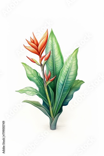 flora, tropical plants. cartoon drawing, water color style,
