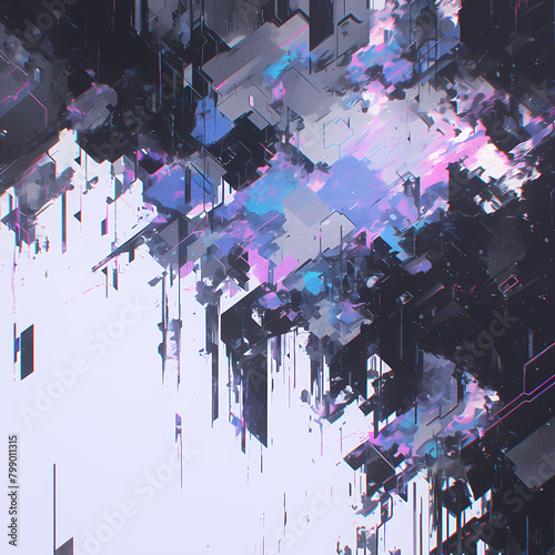 Explosive Grunge and Glitch Artwork - A Vivid Fusion of Abstract Textures and City Life
