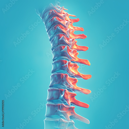 Explore the Incredible Detail and Beauty of Our Bones with This High-Quality X-Ray Image Showcasing a Human Spine in Spectacular Color and Clarity.