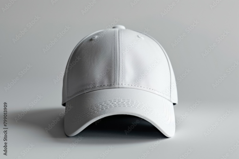White Baseball Cap Mockup, Blank Monochromatic Fashion Accessory, Clean Design White Baseball Cap Mockup, Blank Monochromatic Fashion Accessory, Clean Design