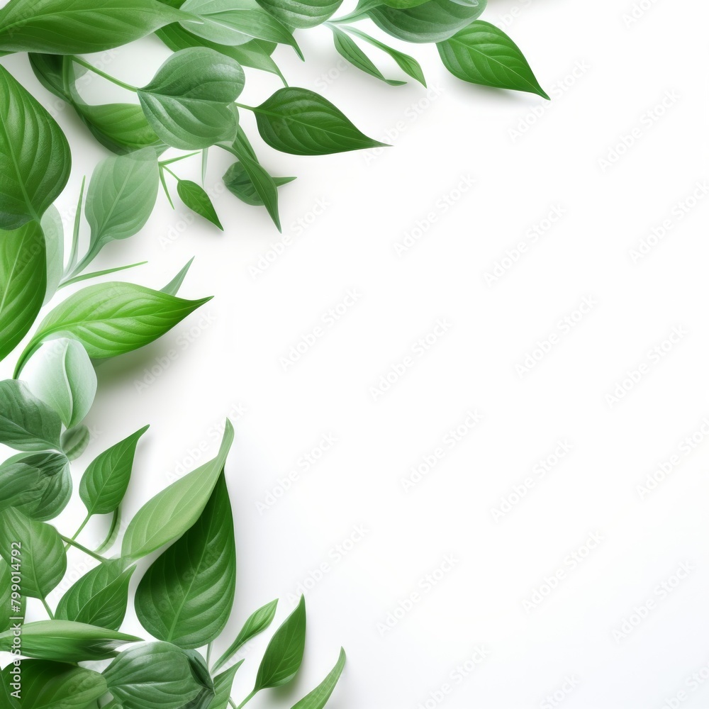 Green leaves frame isolated on white background Green leaves frame isolated on white background