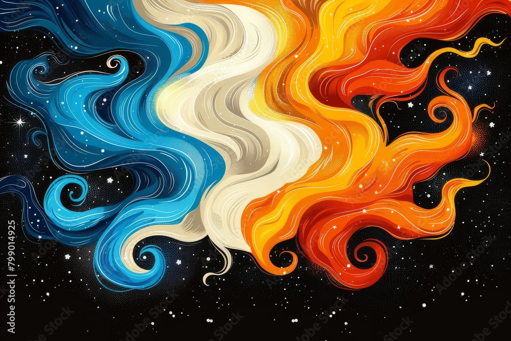 Fototapeta premium Rainbow Painting With Stars Background