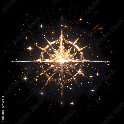 Illuminating Golden Light Effect with a Starlike Symbol at the Center - The Perfect Visual Metaphor for Achievement and Success photo